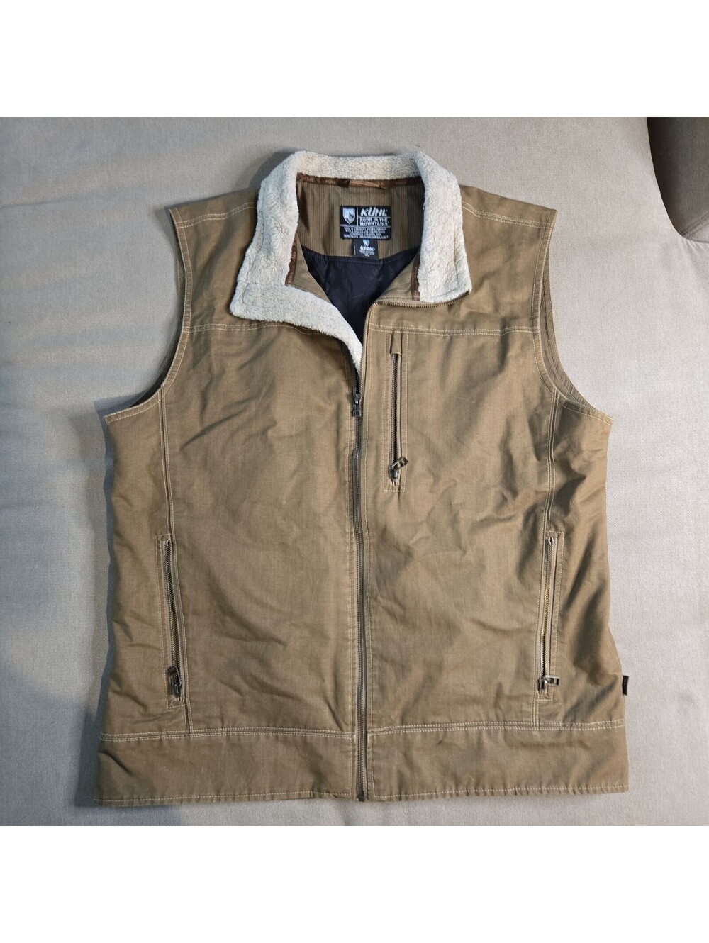 Kuhl Vest Full Zip Fleece Lined Men's Size XL VTG Green Outdoor Hiking Hunting